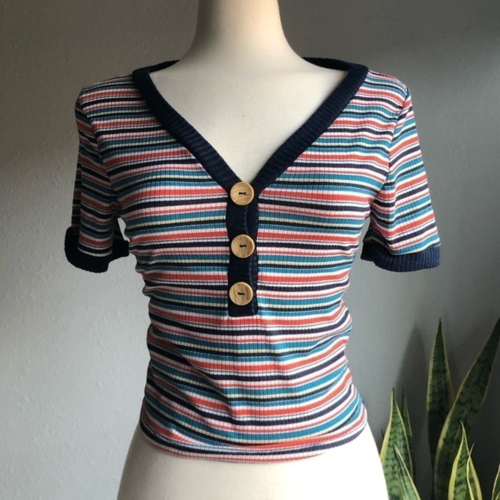 Love J Striped V-Neck Top